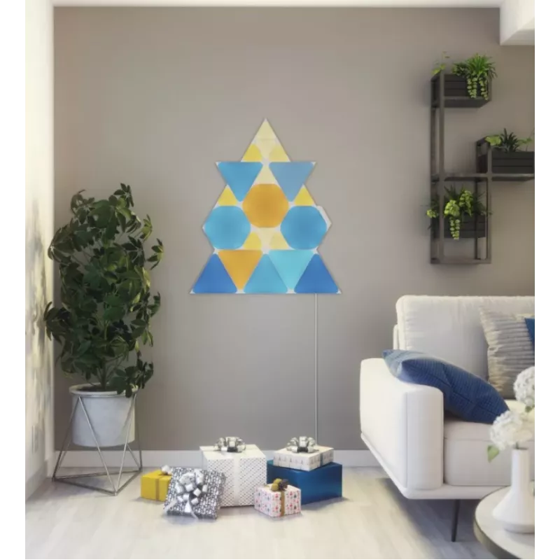 Τριγωνικά LED πάνελ Nanoleaf NL47-0002TW-9PK — σετ με 9 RGB πάνελ τοίχου, με τροφοδοσία δικτύου, λευκό