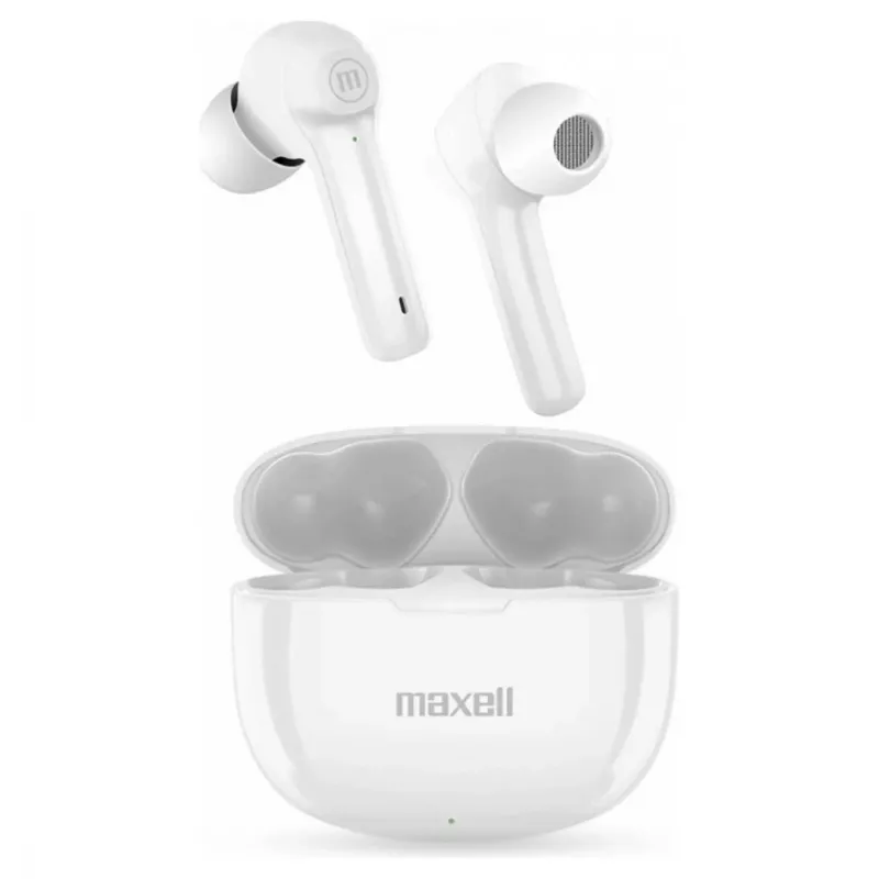 Maxell Dynamic+ ασύρματα ακουστικά με θήκη φόρτισης Bluetooth λευκό
