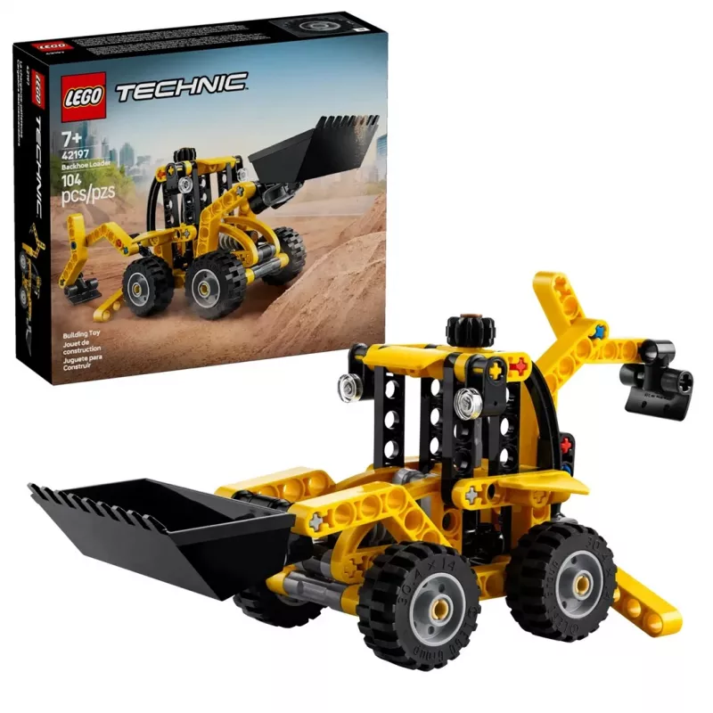 Σετ κατασκευής LEGO Technic Backhoe Loader 42197 — αρθρωτή διεύθυνση, λειτουργικός φορτωτής, 104 τεμ., συνιστώμενη ηλικία 7+