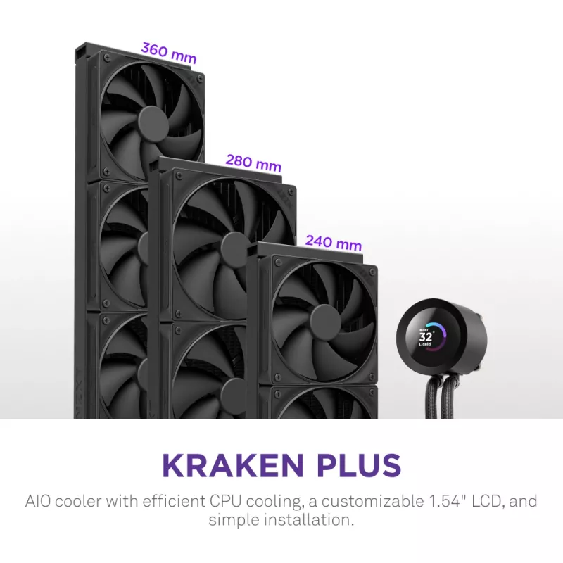 Υγρόψυκτη μονάδα all-in-one NZXT Kraken Plus 280 14 cm Μαύρη