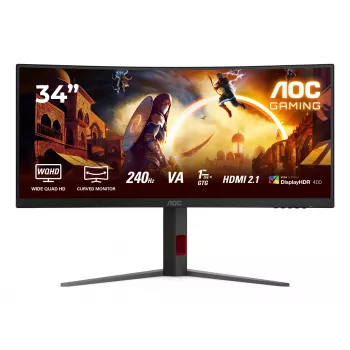 AOC G4 CU34G4Z Οθόνη υπολογιστή 86,4 cm (34 inch) 3440 x 1440 Pixel Wide Quad HD LED μαύρο, κόκκινο