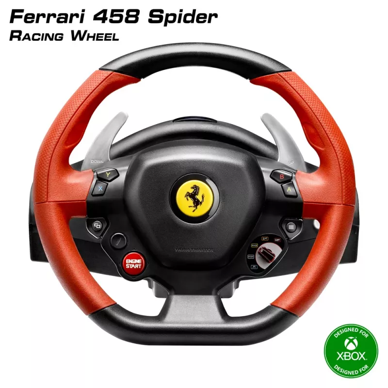 Thrustmaster Ferrari 458 Spider Μαύρο, Κόκκινο USB Τιμόνι + Πεντάλ Xbox One