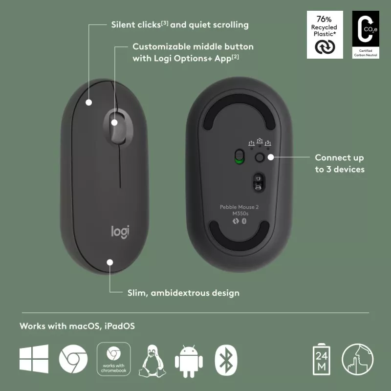 Ποντίκι Logitech M350S μαύρο USB οπτικό ασύρματο
