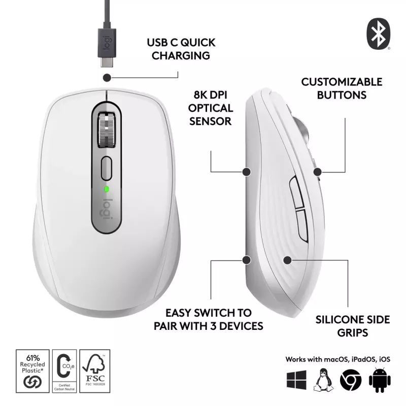 Ποντίκι Logitech MX Anywhere 3S RF Wireless + Bluetooth