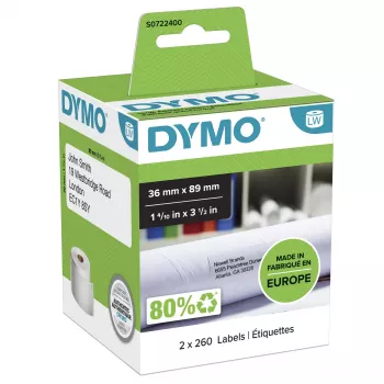 DYMO Authentic LabelWriter Μεγάλες Ετικέτες Διεύθυνσης | 36 mm x 89 mm | Αυτοκόλλητες | 2 Ρολά των 260 (520 Easy-Peel Ετικέτες) | για Εκτυπωτές Ετικετών LabelWriter | Κατασκευασμένες στην Ευρώπη