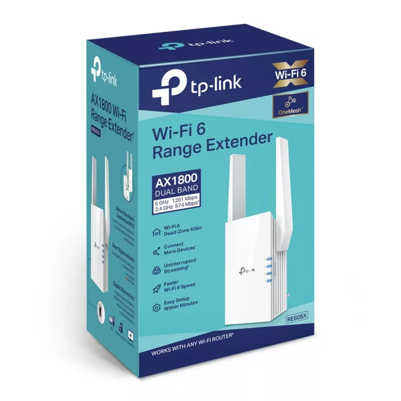 Επαναλήπτης δικτύου TP-Link AX1800 WiFi 6 Extender RE605X