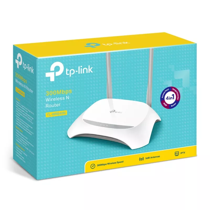 TP-Link TL-WR840N Wireless Router Fast Ethernet Single-Band (2,4 GHz) Γκρι, Λευκό