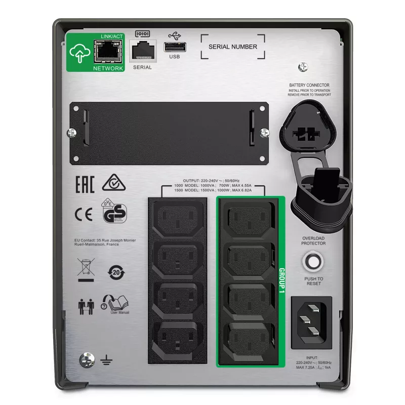 APC Smart-UPS SMT1000IC – 8x C13, USB, SmartConnect, 1000VA, Line-Interactive, 1 kVA, 700 W, ημιτονοειδής, 151 V, 302 V