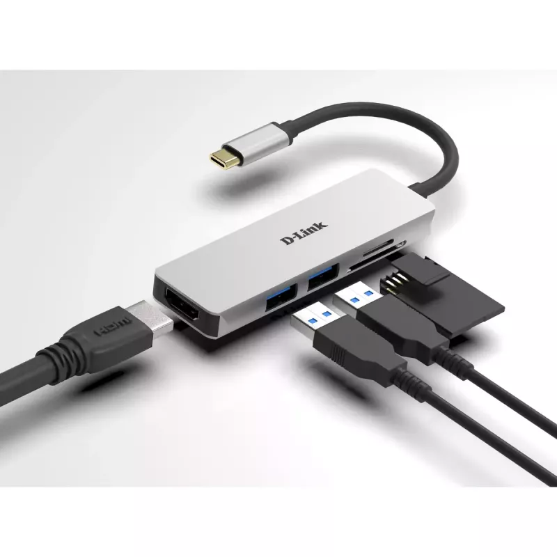 D-Link 5-in-1 USB-C Hub με HDMI και αναγνώστη καρτών SD/microSD