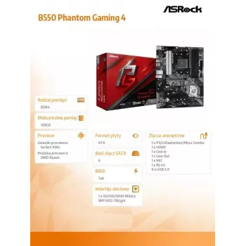 ASRock B550 Phantom Gaming 4 AMD B550 Υποδοχή AM4 ATX