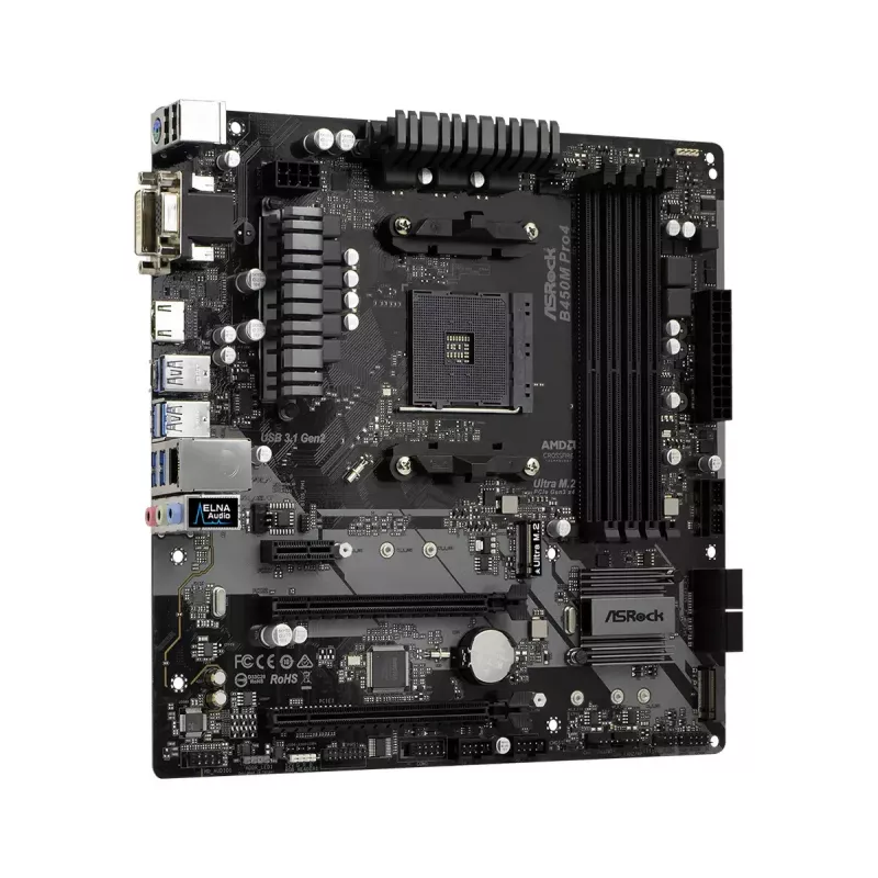 Μητρική ASRock B450M PRO4 AMD B450 Υποδοχή AM4 micro ATX