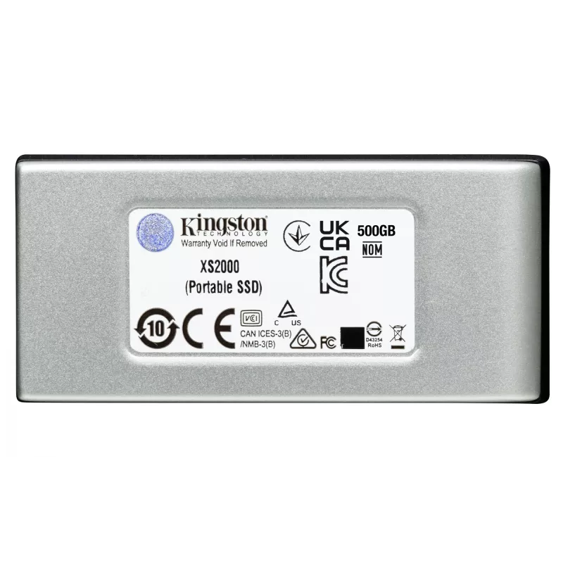 Kingston Technology 2000G Φορητός SSD XS2000, 2 TB, USB Type-C, 3.2 Gen 2 (3.1 Gen 2), 2000 MB/s, Μαύρο, Ασημί