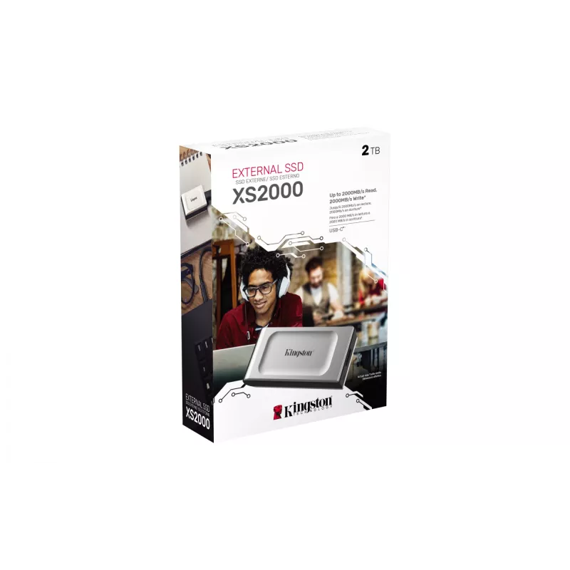 Kingston Technology 2000G Φορητός SSD XS2000, 2 TB, USB Type-C, 3.2 Gen 2 (3.1 Gen 2), 2000 MB/s, Μαύρο, Ασημί