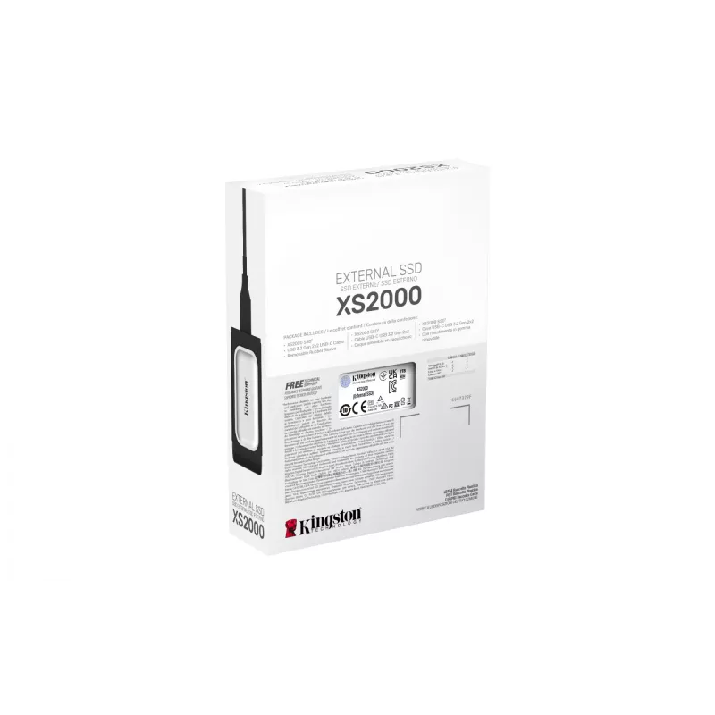 Kingston Technology 2000G Φορητός SSD XS2000, 2 TB, USB Type-C, 3.2 Gen 2 (3.1 Gen 2), 2000 MB/s, Μαύρο, Ασημί
