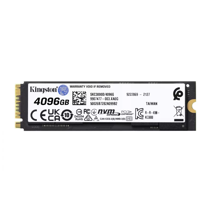 Δίσκος SSD Kingston Technology KC3000 4 TB, M.2 2280, NVMe PCIe 4.0, ανάγνωση/εγγραφή 7000/7000 MB/s, 3D TLC