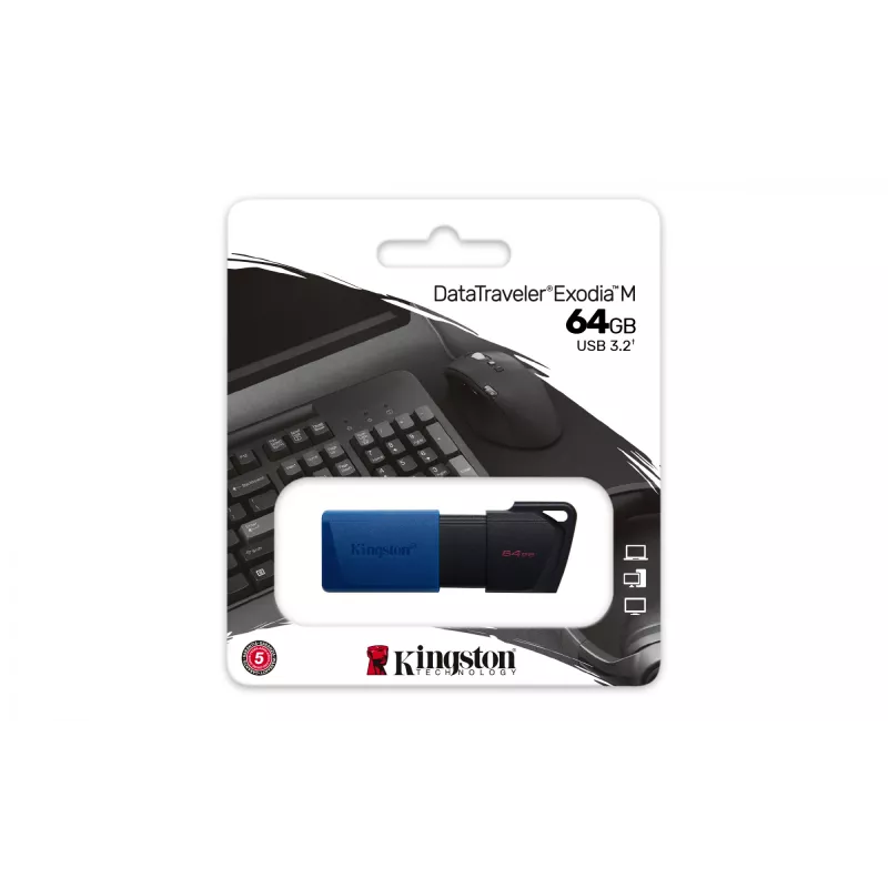 Kingston Technology DataTraveler 64GB USB3.2 Gen 1 Exodia M (μαύρο + μπλε)