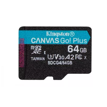 Kingston Technology 64GB microSDXC Canvas Go Plus Gen4 200MB/s A2 U3 V30 Κάρτα + αντάπτορας