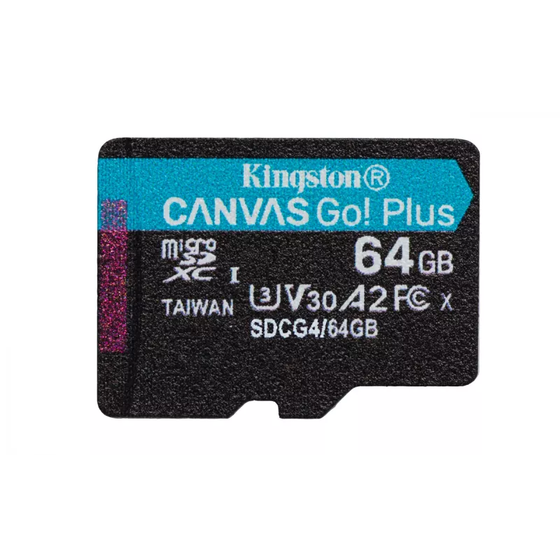 Kingston Technology 64GB microSDXC Canvas Go Plus Gen4 200MB/s A2 U3 V30 Κάρτα + αντάπτορας