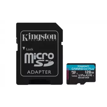 Kingston Technology 128 GB microSDXC Canvas Go Plus Gen4 200 MB/s A2 U3 V30 Κάρτα + αντάπτορας