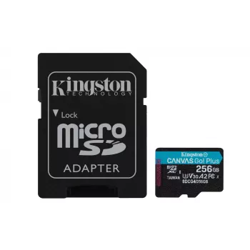 Kingston Technology 256GB microSDXC Canvas Go Plus Gen4 200MB/s A2 U3 V30 Κάρτα + αντάπτορας