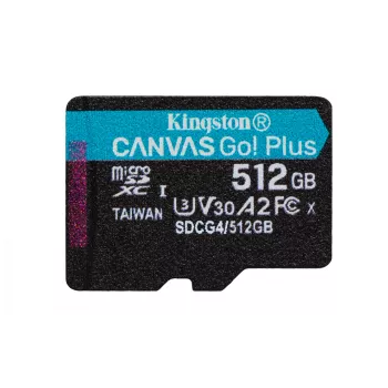Kingston Technology 512GB microSDXC Canvas Go Plus Gen4 200MB/s A2 U3 V30 Κάρτα + αντάπτορας