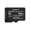 Kingston Technology 64GB microSDXC Canvas Select Plus Gen3 100MB/s A1 Κάρτα + αντάπτορας