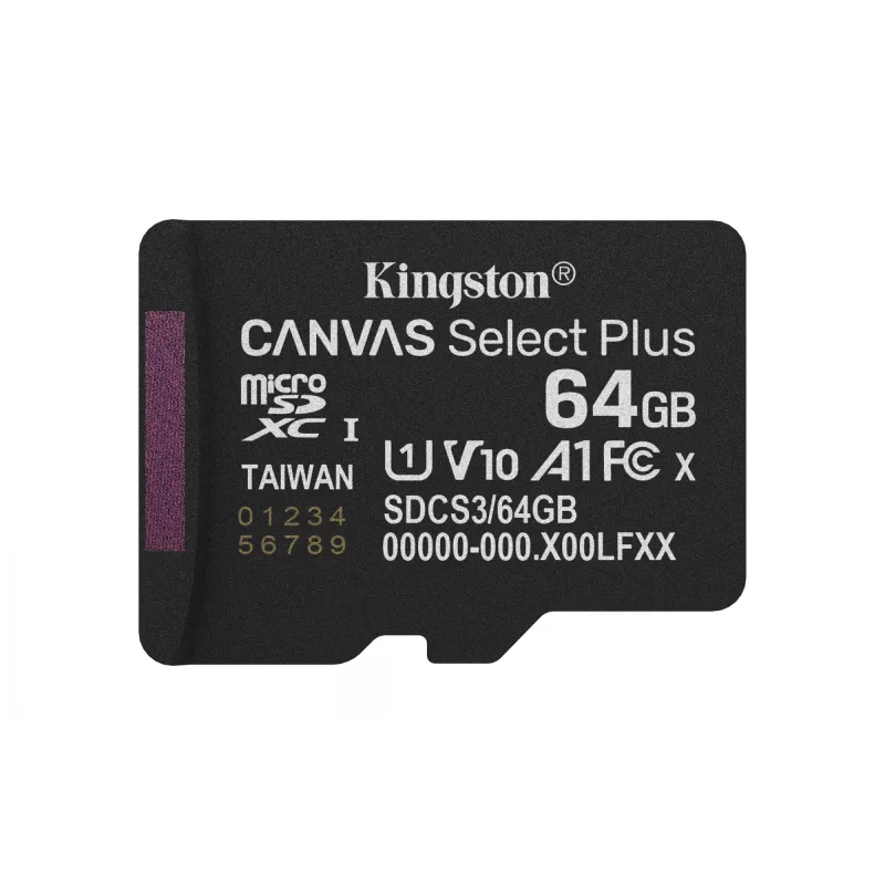 Kingston Technology 64GB microSDXC Canvas Select Plus Gen3 100MB/s A1 Κάρτα + αντάπτορας