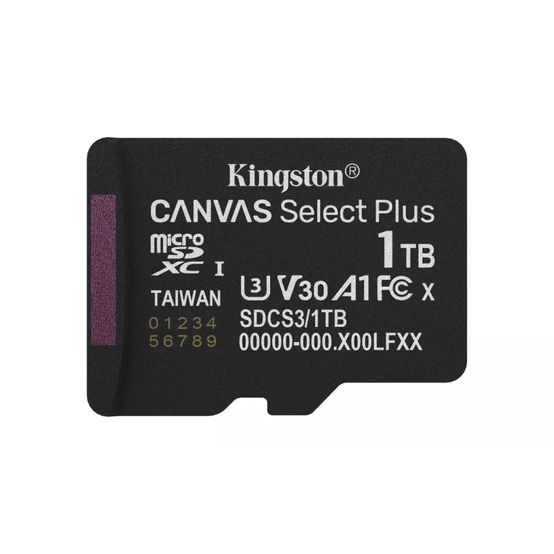 Kingston Technology 1TB microSDXC Canvas Select Plus Gen3 150MB/s A1 Κάρτα + αντάπτορας