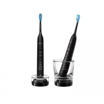 Philips Sonicare DiamondClean 9000 HX9914/54 σετ ηχητικών ηλεκτρικών οδοντόβουρτσων, 2 λαβές, 2 κεφαλές βούρτσας, 4 λειτουργίες, μαύρο