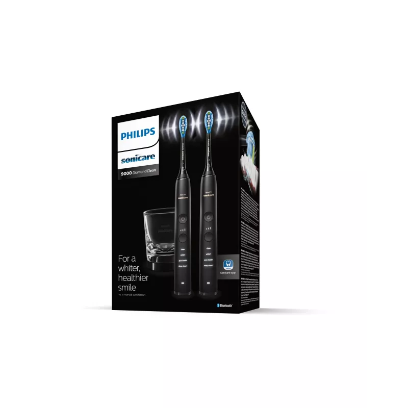 Philips Sonicare DiamondClean 9000 HX9914/54 σετ ηχητικών ηλεκτρικών οδοντόβουρτσων, 2 λαβές, 2 κεφαλές βούρτσας, 4 λειτουργίες, μαύρο