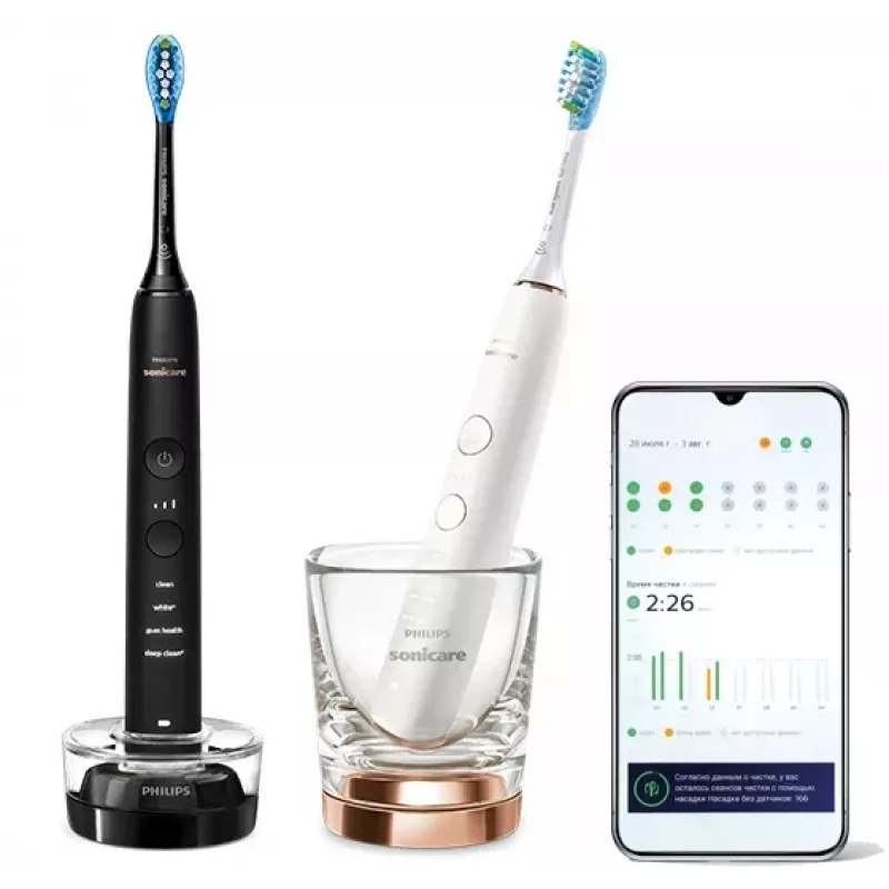 Οδοντόβουρτσα Philips HX9914/57 DiamondClean 9000 συσκευασία 2 τεμ. μαύρο/λευκό