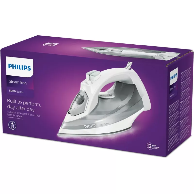 Philips 5000 Σειρά DST5010/10 Σίδερο ατμού πλάκα SteamGlide Plus 2400 W γκρι, λευκό
