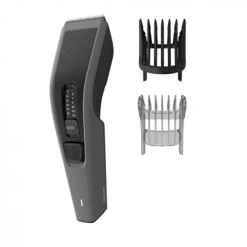 Philips Hairclipper Series 3000 HC3525/15 κουρευτική μηχανή, αυτοξυνιζόμενες μεταλλικές λεπίδες, 0,5-23 mm, 13 ρυθμίσεις μήκους, λεπίδα 41 mm, ρεύμα/μπαταρία, 45 λεπτά, μαύρη/γκρι