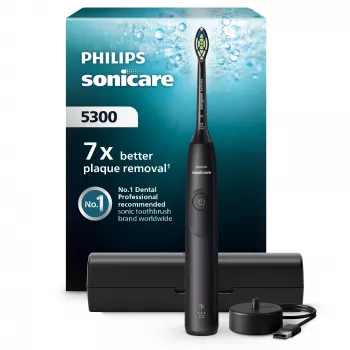 Ηχητική οδοντόβουρτσα Philips Series 5300 HX7101/02 — ηχητική, 62.000 κινήσεις/λεπτό, 3 ταχύτητες, χρονοδιακόπτης 2 λεπτών, μαύρη