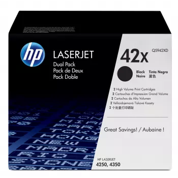 HP 42X Συσκευασία 2 τεμ. μαύρα γνήσια τόνερ LaserJet υψηλής απόδοσης