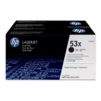 HP 53X Συσκευασία 2 τεμ. High Yield Μαύρα Γνήσια Τόνερ LaserJet