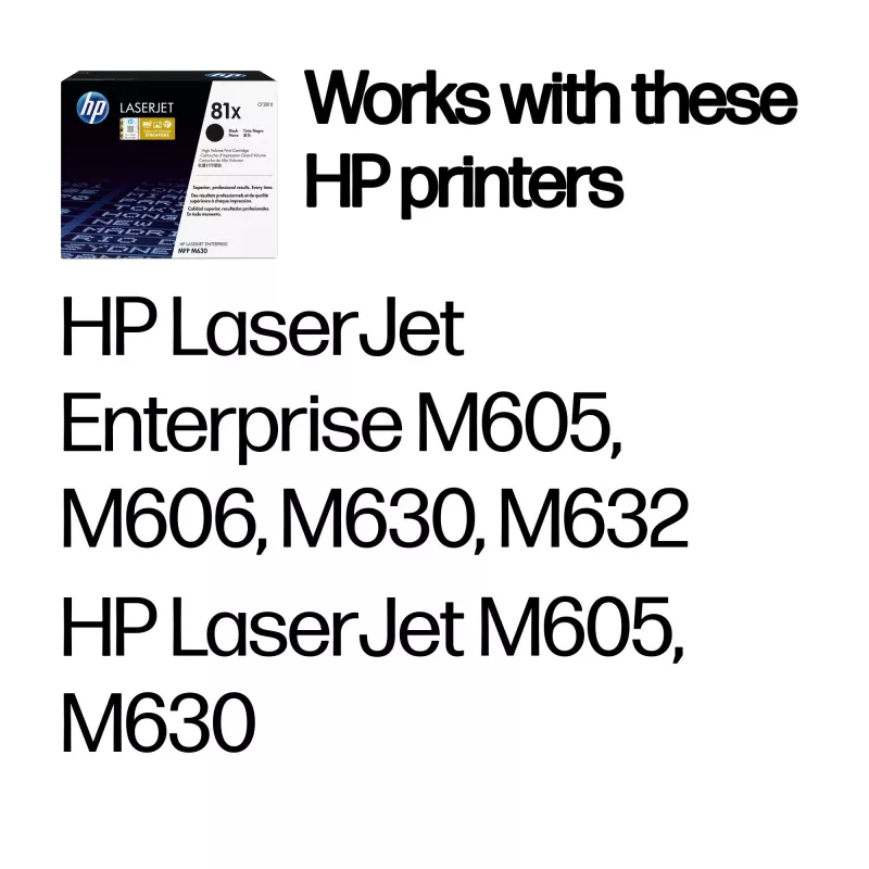 HP 81X High Yield Μαύρο Γνήσιο Τόνερ LaserJet, 25000 σελίδες, Μαύρο, 1 τεμ.