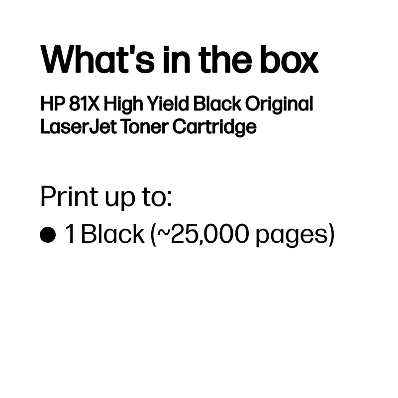 HP 81X High Yield Μαύρο Γνήσιο Τόνερ LaserJet, 25000 σελίδες, Μαύρο, 1 τεμ.