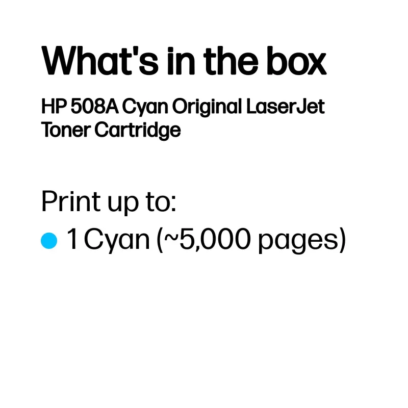 Γνήσιο τόνερ HP 508A LaserJet Κυανό, 5000 σελίδες, Κυανό, 1 τεμ.