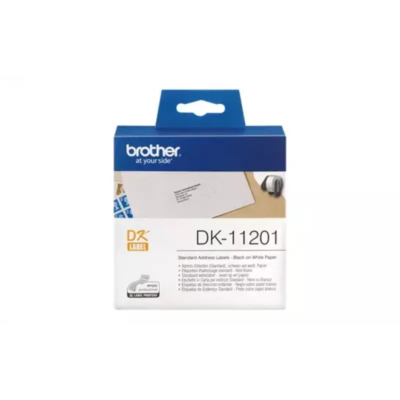 Ετικέτες διευθύνσεων Brother DK11201 μαύρο σε λευκό