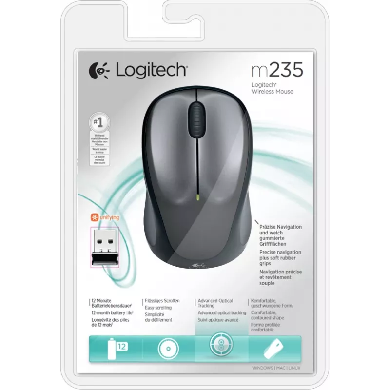 LOGITECH ασύρματο ποντίκι M235 Dark Grey
