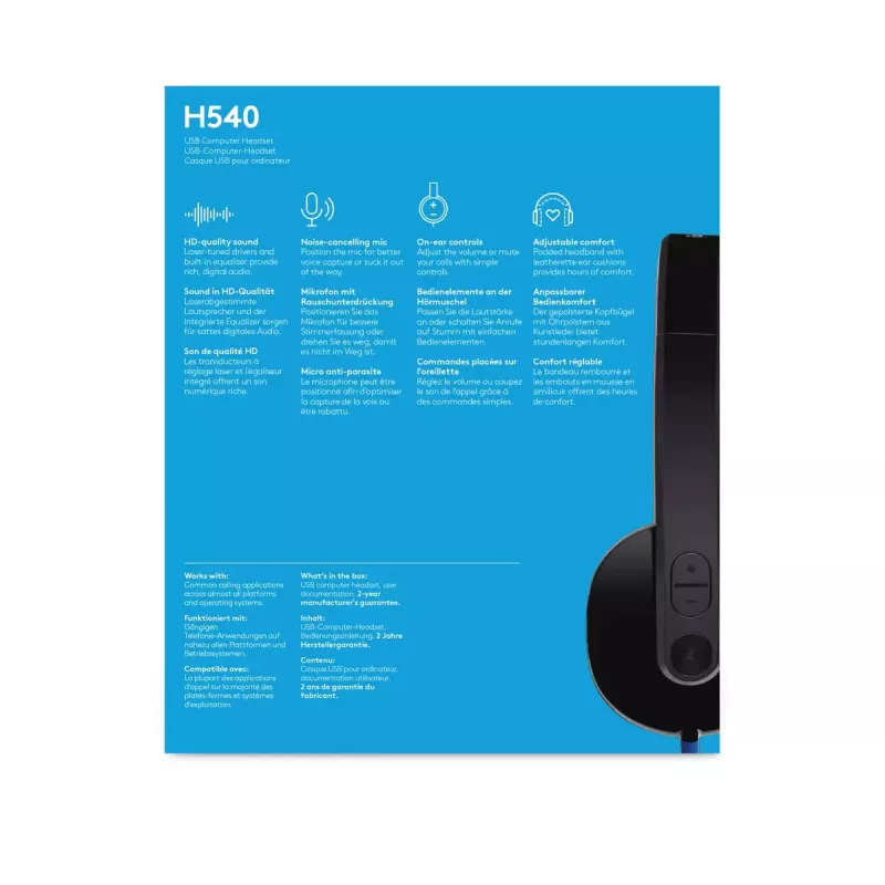 Headset Logitech H540 ενσωματωμένο μικρόφωνο USB Type-A μαύρο