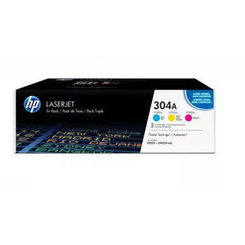 HP 304A συσκευασία 3 τεμ. κυανό/ματζέντα/κίτρινο γνήσια δοχεία τόνερ LaserJet