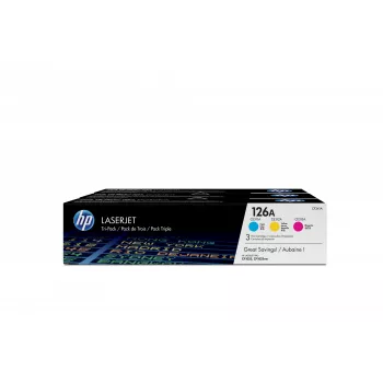 HP 126A συσκευασία 3 τεμ. κυανό/ματζέντα/κίτρινο γνήσιες κασέτες τόνερ LaserJet