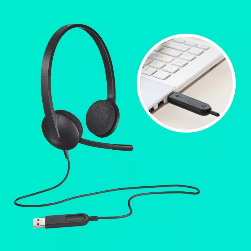 LOGITECH H340 - USB - ακουστικό - μαύρο