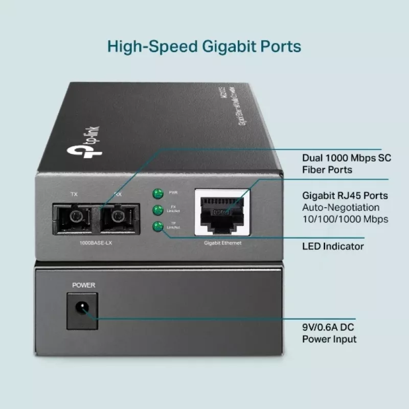 Μετατροπέας μέσων TP-Link MC210CS, Gigabit, 1000 Mbit/s, βύσμα SC αρσενικό