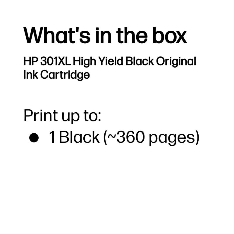 HP 301XL γνήσιο δοχείο μελάνης μαύρο, υψηλή απόδοση, μαύρο, 1 τεμ., 360 σελίδες