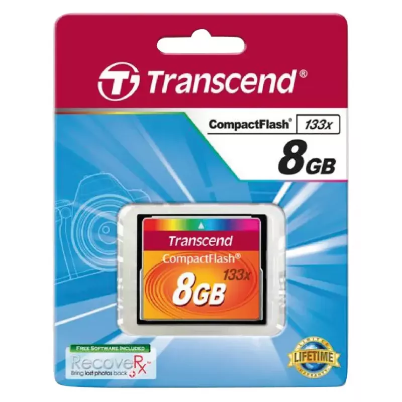 Κάρτα CompactFlash Transcend TS8GCF133, 8GB, 50MB/s ανάγνωση, 20MB/s εγγραφή