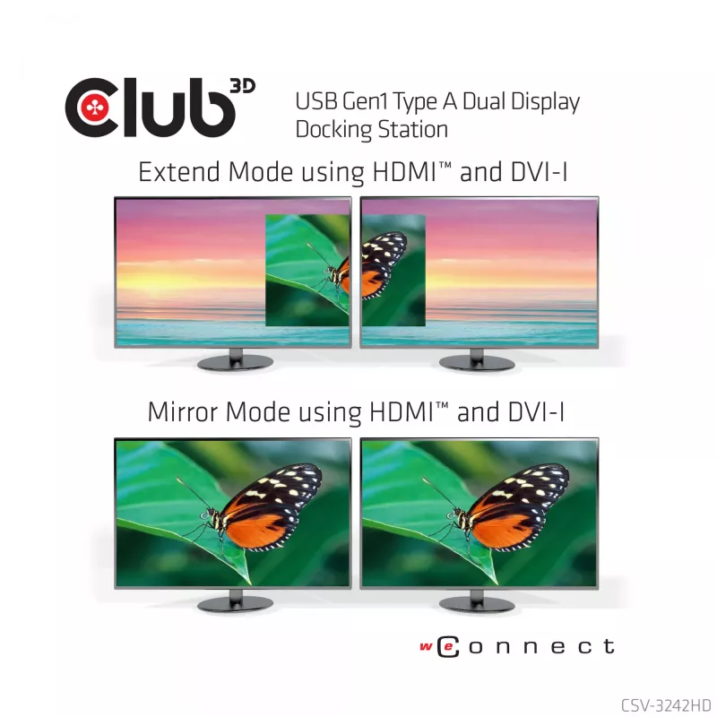 CLUB3D USB Gen1 Type A Dual Display (HDMI και DVI) DisplayLink™ σταθμός βάσης