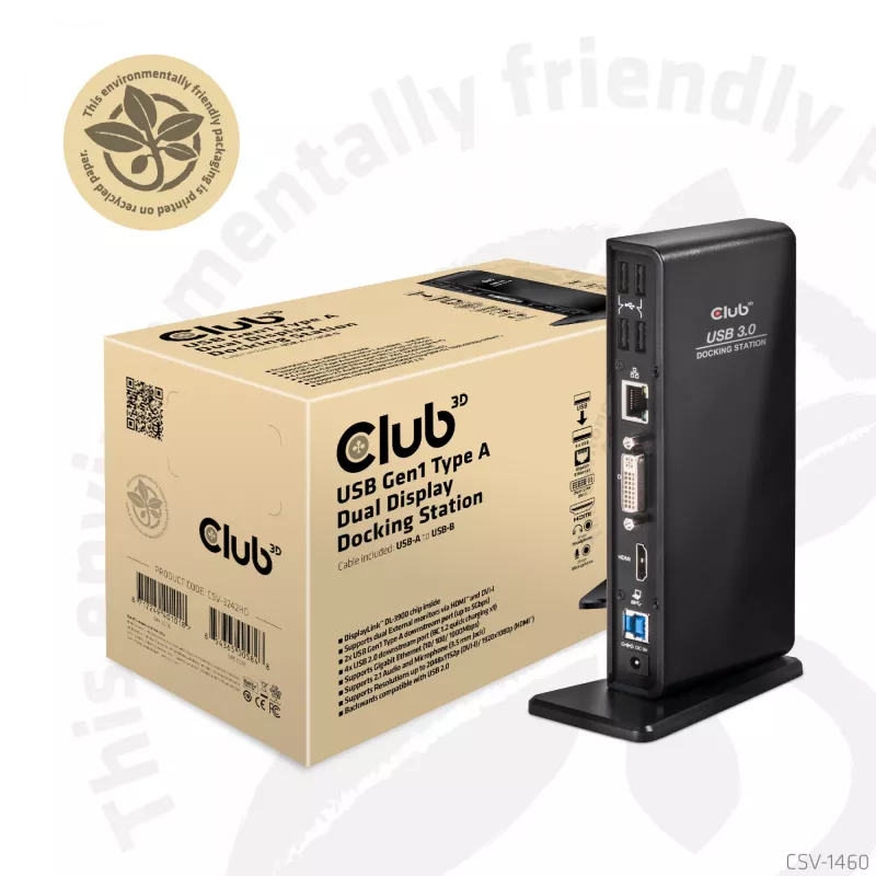 CLUB3D USB Gen1 Type A Dual Display (HDMI και DVI) DisplayLink™ σταθμός βάσης